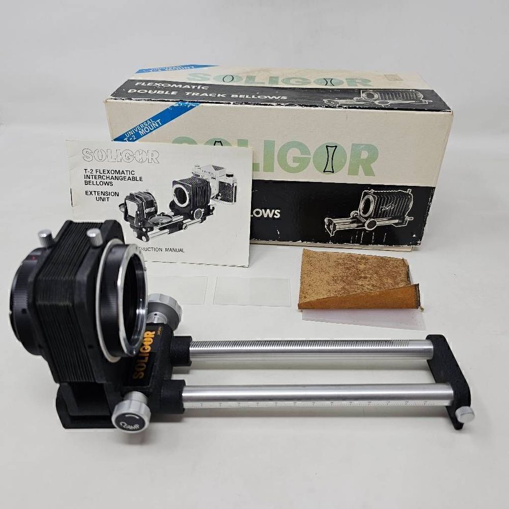 SOLIGOR FLEXOMATIC DOUBLE TRACK BELLOW EXTENSION UNIVERSAL T-2 MOUNT